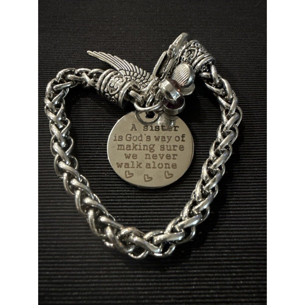 Angel Wing Sisters Charm Bracelet New
